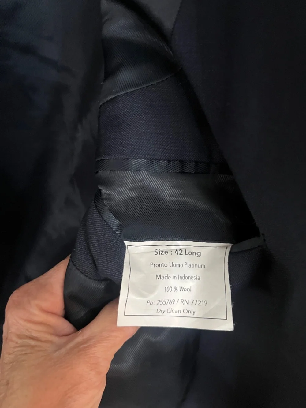 Pronto Uomo Platinum Navy Blazer 100% wool 42 long